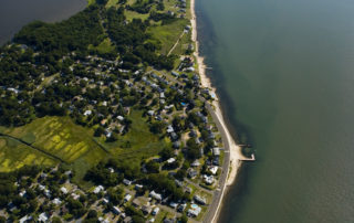 Aerial view of Connecticut River in Old Saybrook, CT © J. Monkman