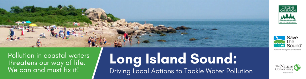Beach goers enjoy a day along the Long Island Sound shore.